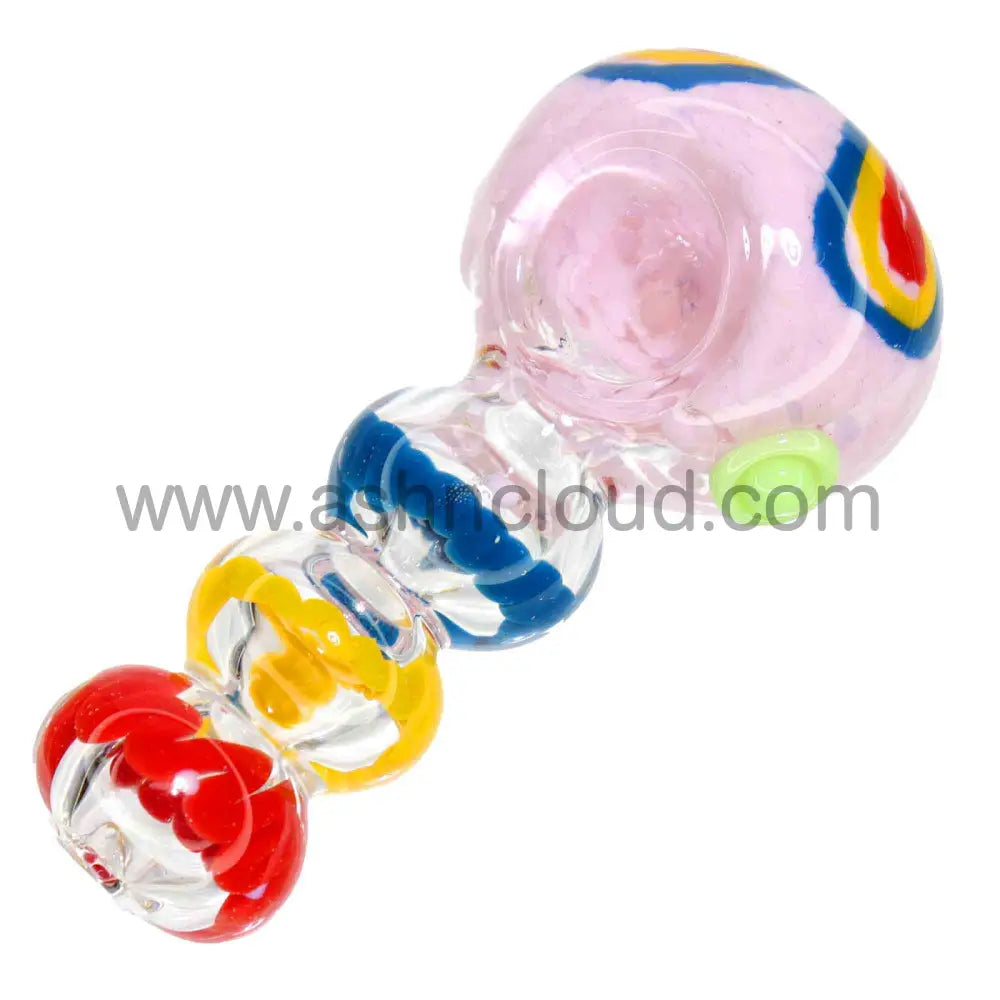 4 In - Curvy Balls Multicolor Hand Pipe Glass Spoon