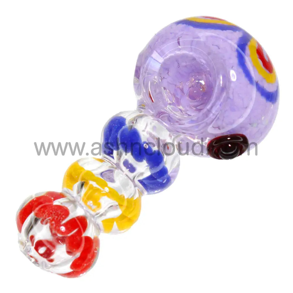 4 In - Curvy Balls Multicolor Hand Pipe Glass Spoon