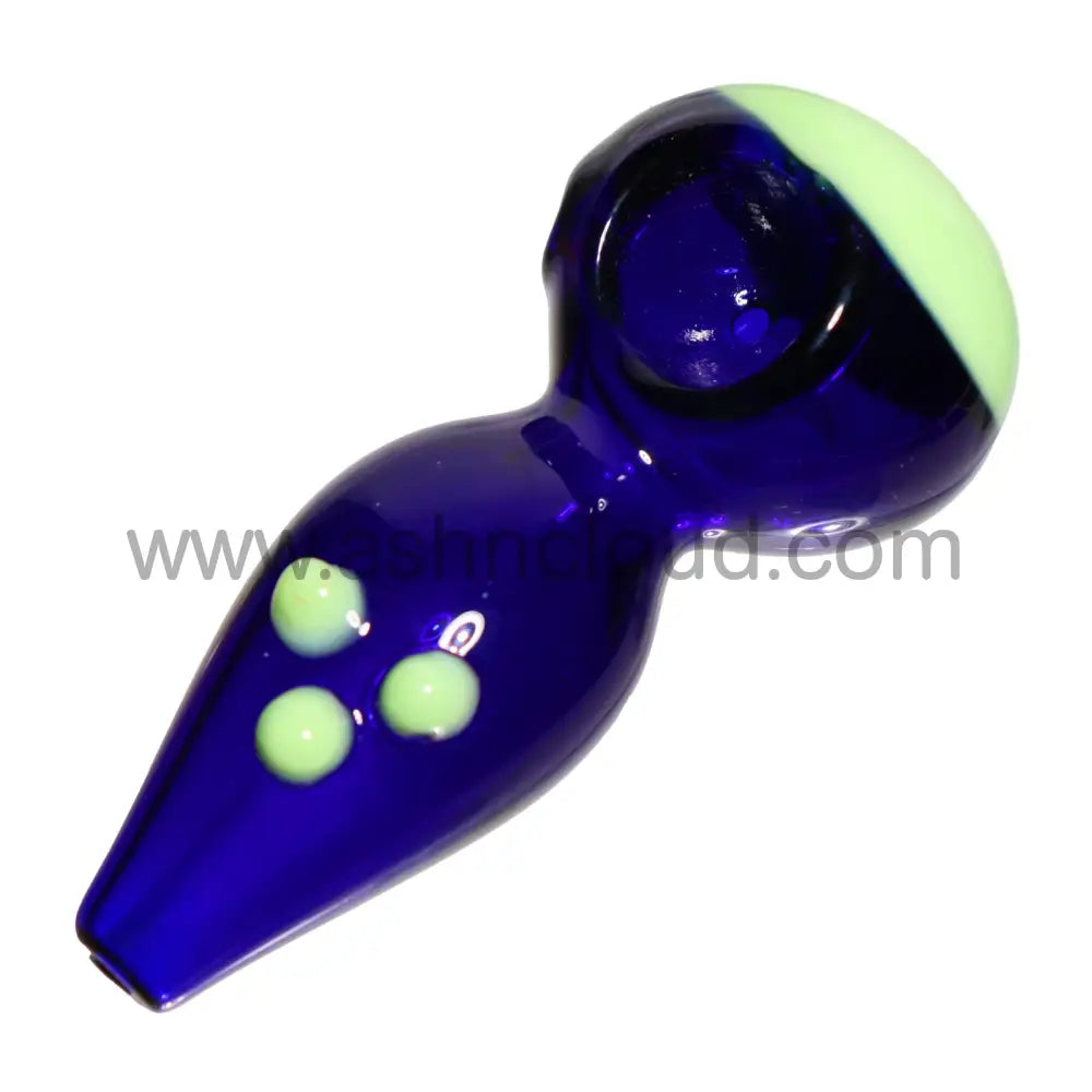 4 In - Curvy Colored Head Dots Spoon Hand Pipe