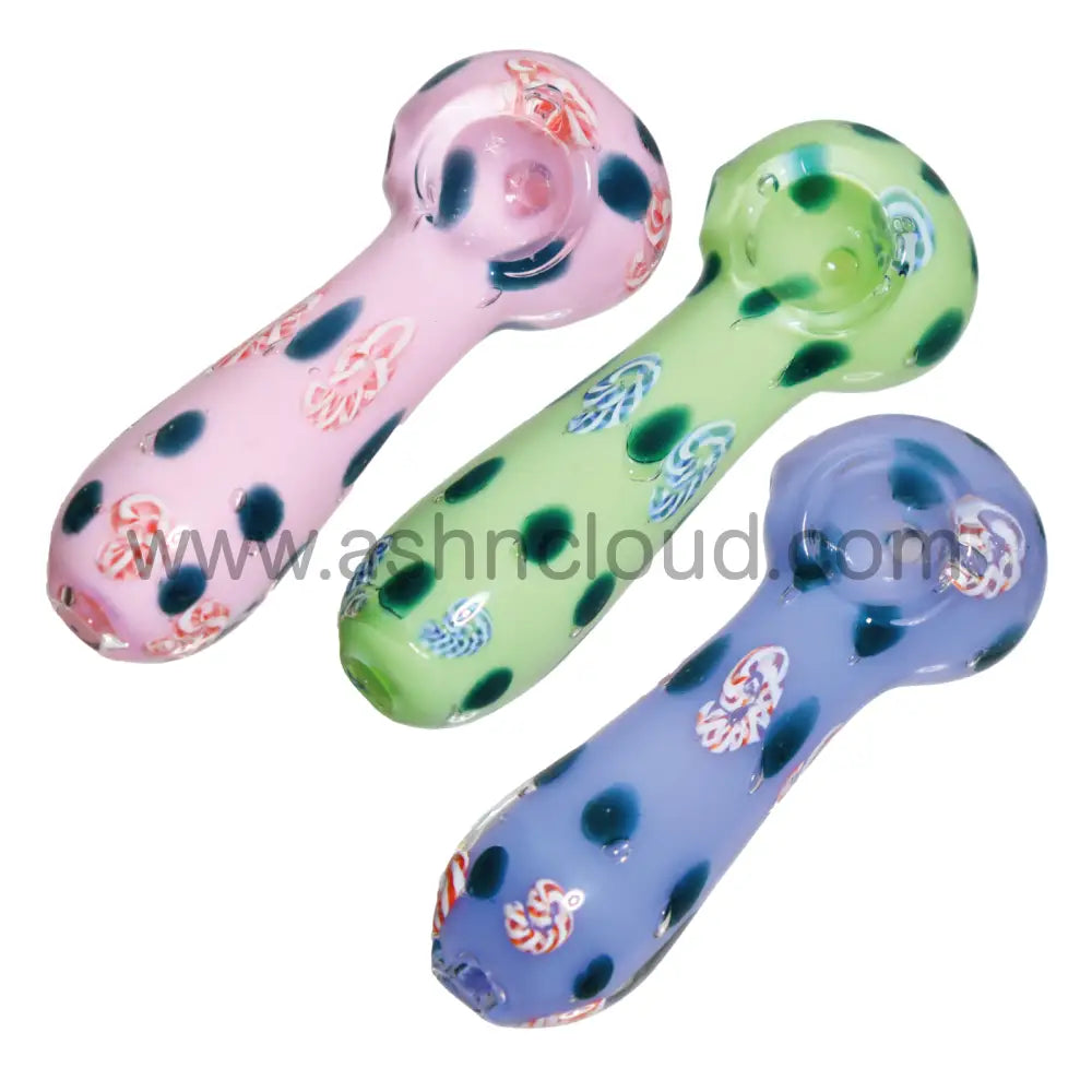 4 In - Cute Slime Colors Doted Hand Pipe Spoon