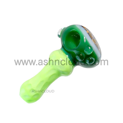 4 In - Dot Implosion Leopard Skin Hand Pipe Glass Spoon