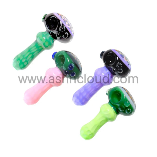 4 In - Dot Implosion Leopard Skin Hand Pipe Glass Spoon