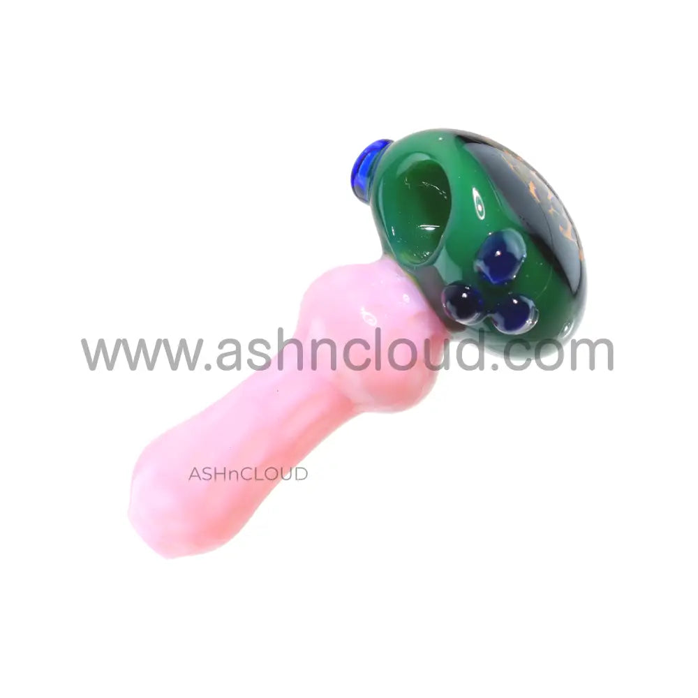 4 In - Dot Implosion Leopard Skin Hand Pipe Glass Spoon