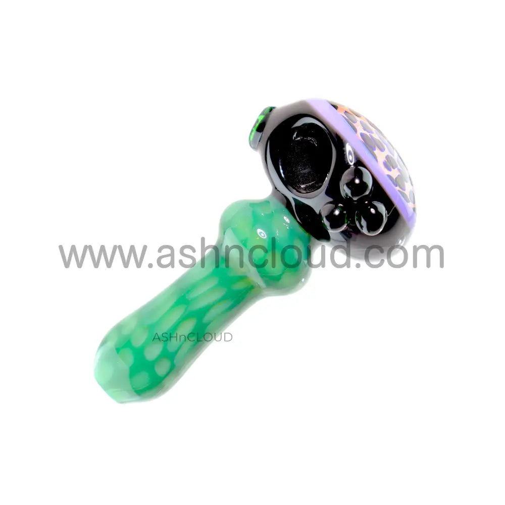 4 In - Dot Implosion Leopard Skin Hand Pipe Glass Spoon