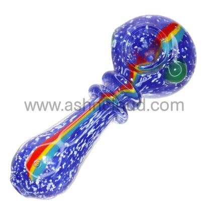 4 In - Doted Rasta Double Ring Hand Pipe Glass