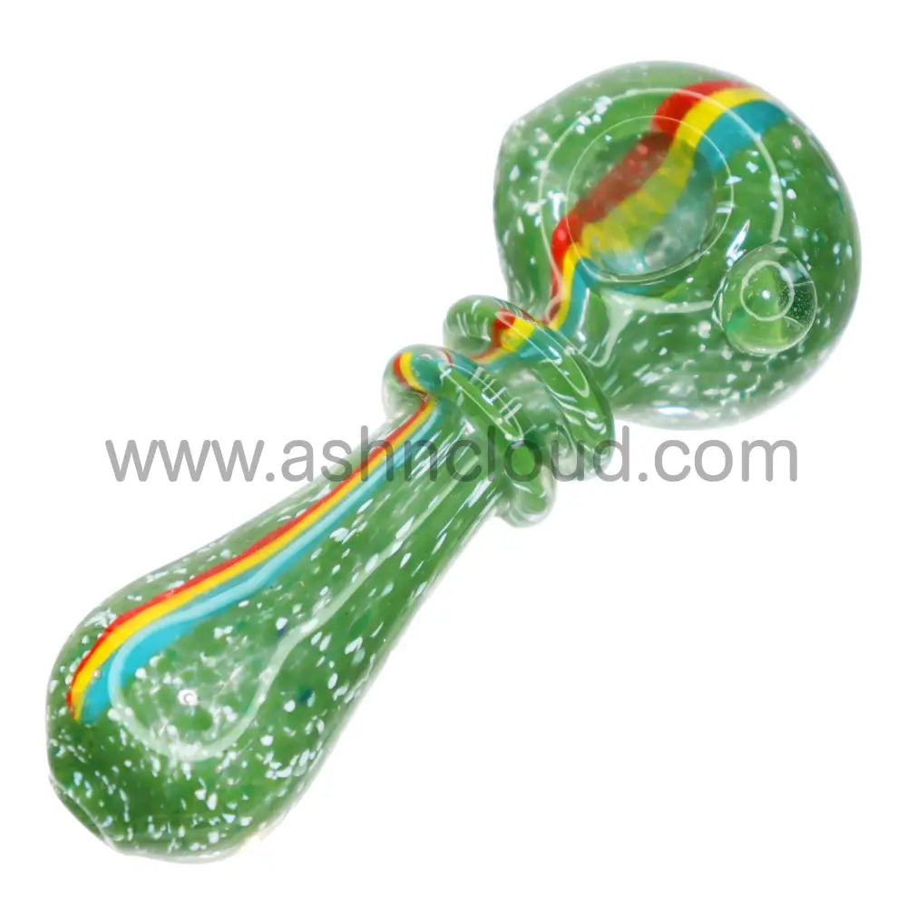 4 In - Doted Rasta Double Ring Hand Pipe Glass