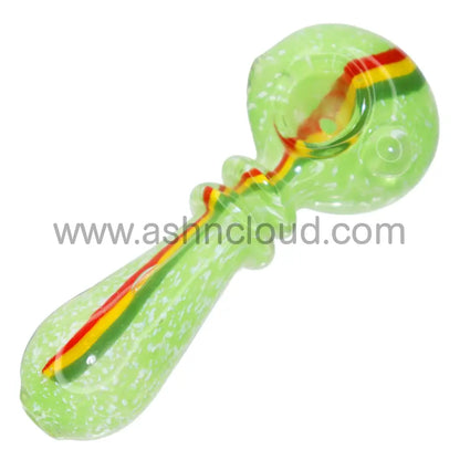 4 In - Doted Rasta Double Ring Hand Pipe Glass