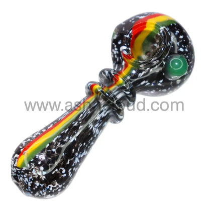 4 In - Doted Rasta Double Ring Hand Pipe Glass