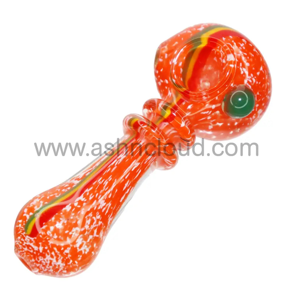 4 In - Doted Rasta Double Ring Hand Pipe Glass