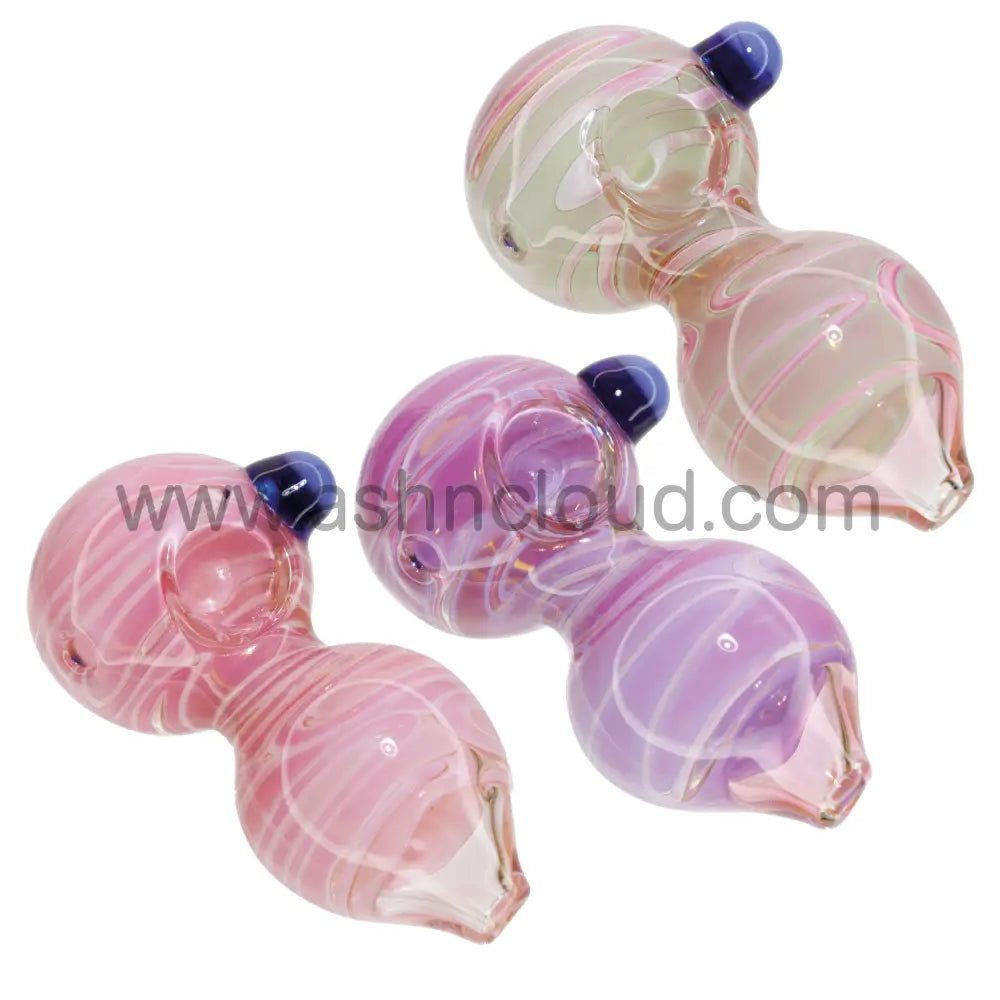 4 In - Double Ball Curvy Fancy Hand Pipe Glass