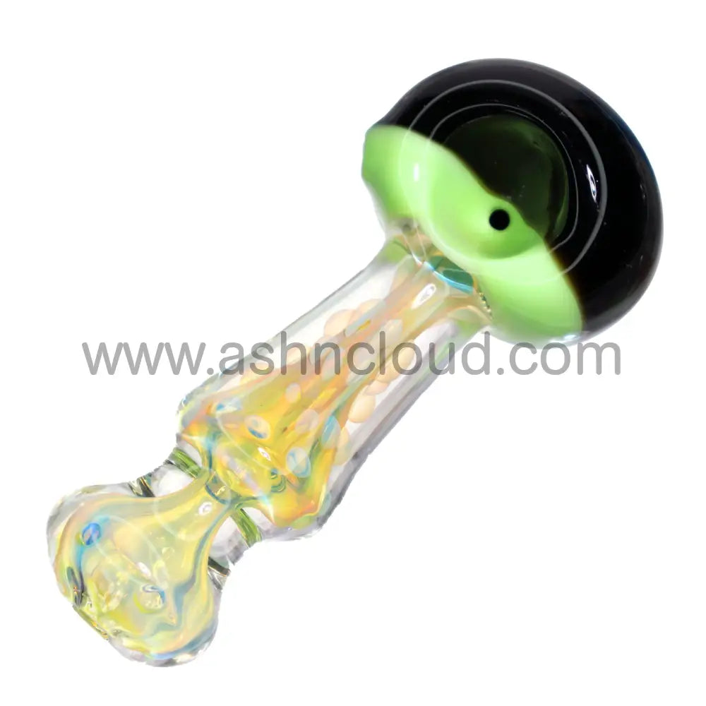 4 In - Double Color Head Fancy Doted Curvy Handle Hand Pipe Spoon