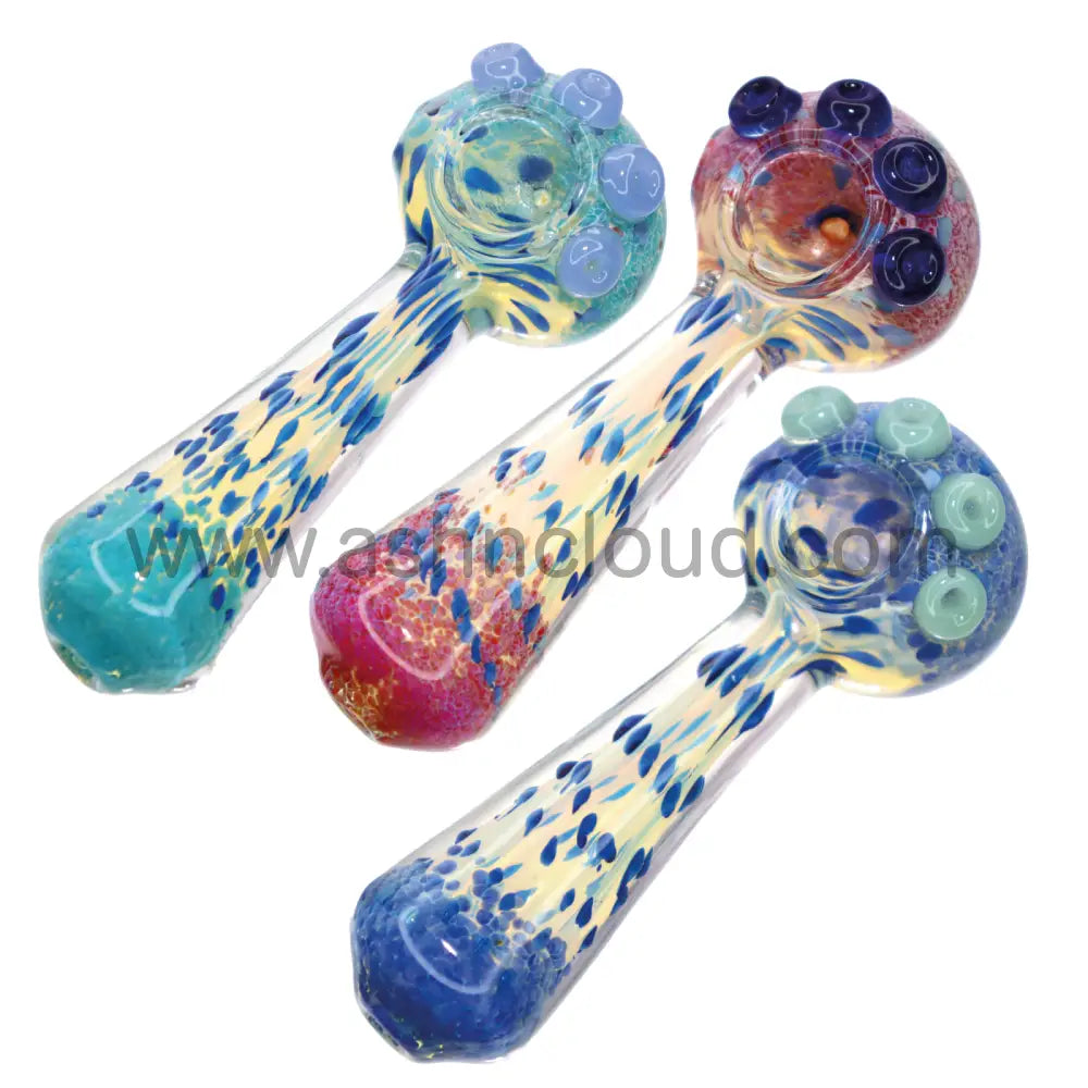 4 In - Fancy Doted Fumed Multicolor Hand Pipe Spoon