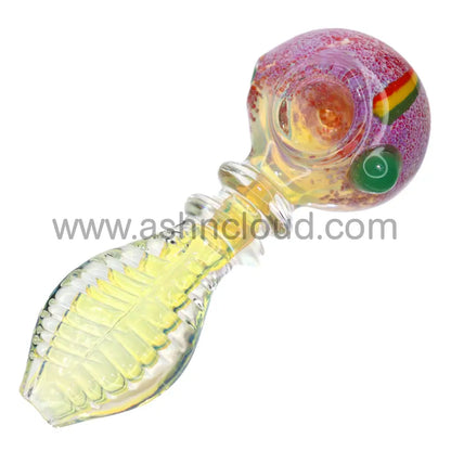 4 In - Flat Handle Fumed Rasta Glass Hand Pipe