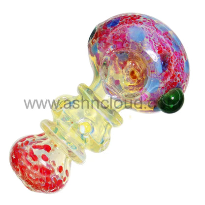 4 In - Fumed Dichroic Colors Double Ring Hand Pipe Spoon