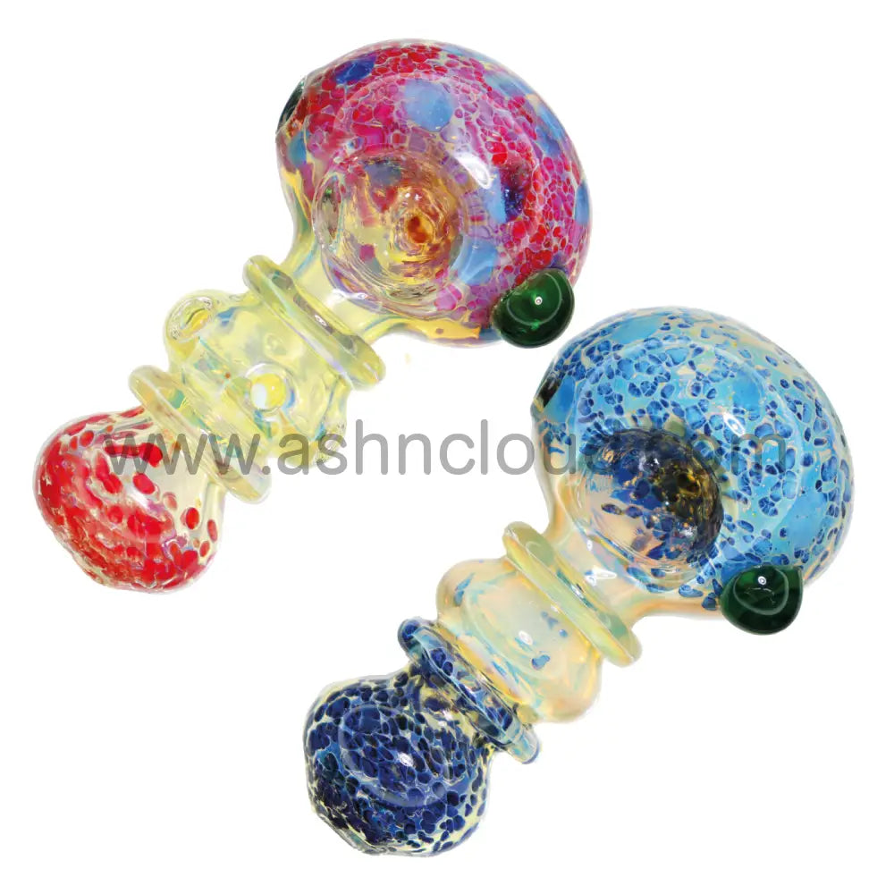 4 In - Fumed Dichroic Colors Double Ring Hand Pipe Spoon