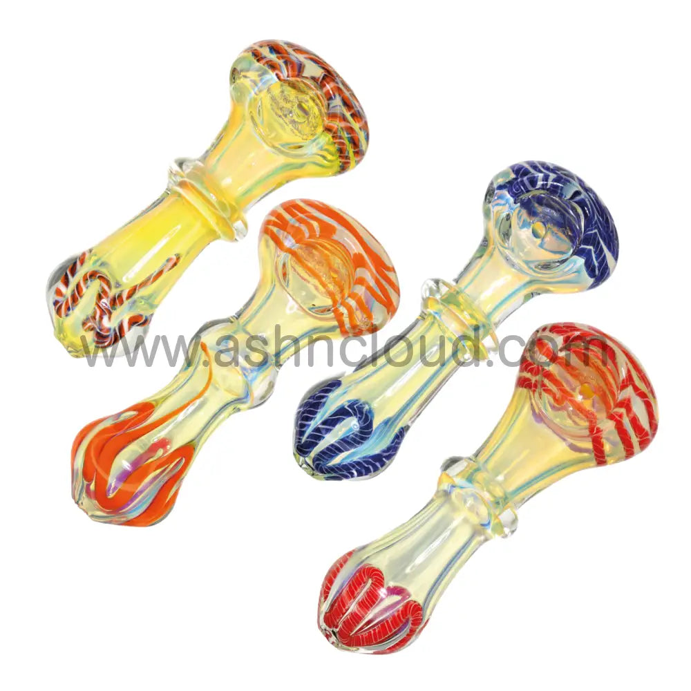 4 In - Fumed Multicolor Tails Ring Hand Pipe Spoon