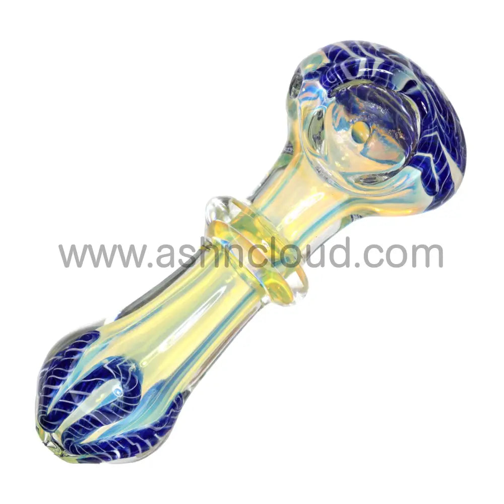 4 In - Fumed Multicolor Tails Ring Hand Pipe Spoon