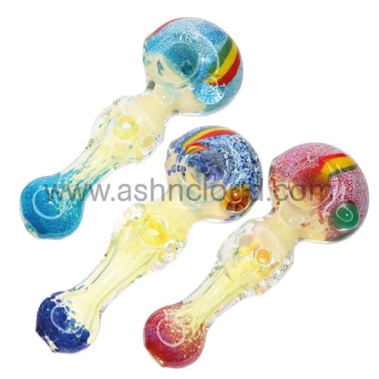 4 In - Fumed Rasta Line Multicolors Glass Hand Pipe