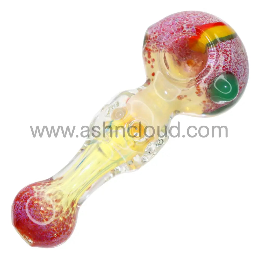 4 In - Fumed Rasta Line Multicolors Glass Hand Pipe