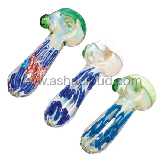 4 In - Honeycomb Head Swirl Body Spoon Hand Pipe