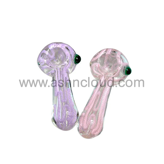 4 In - Implosion Purple/Pink Hand Pipe Glass Spoon