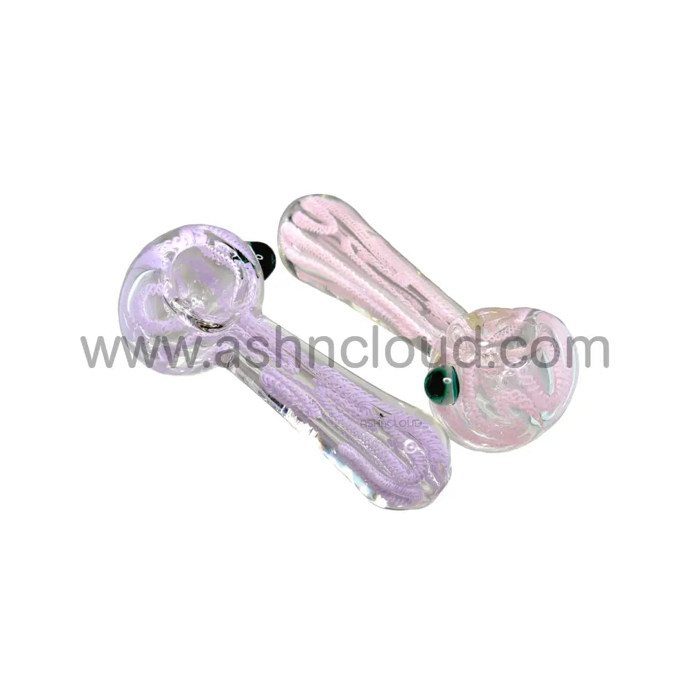 4 In - Implosion Purple/Pink Hand Pipe Glass Spoon