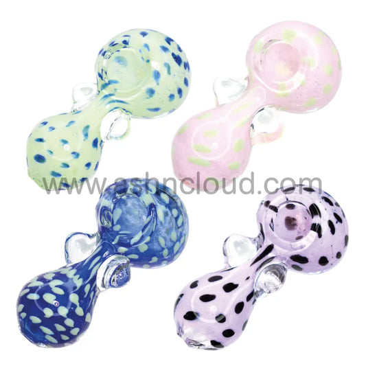 4 In - Mini Curvy Fancy Polka Dots Hand Pipe Spoon