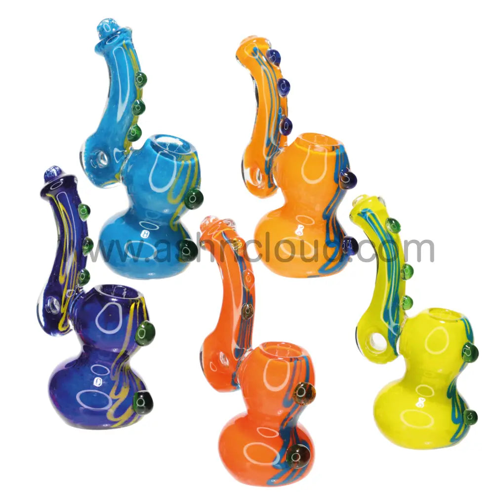 4 In - Multicolor Glass Mini Bubbler Polka Dots