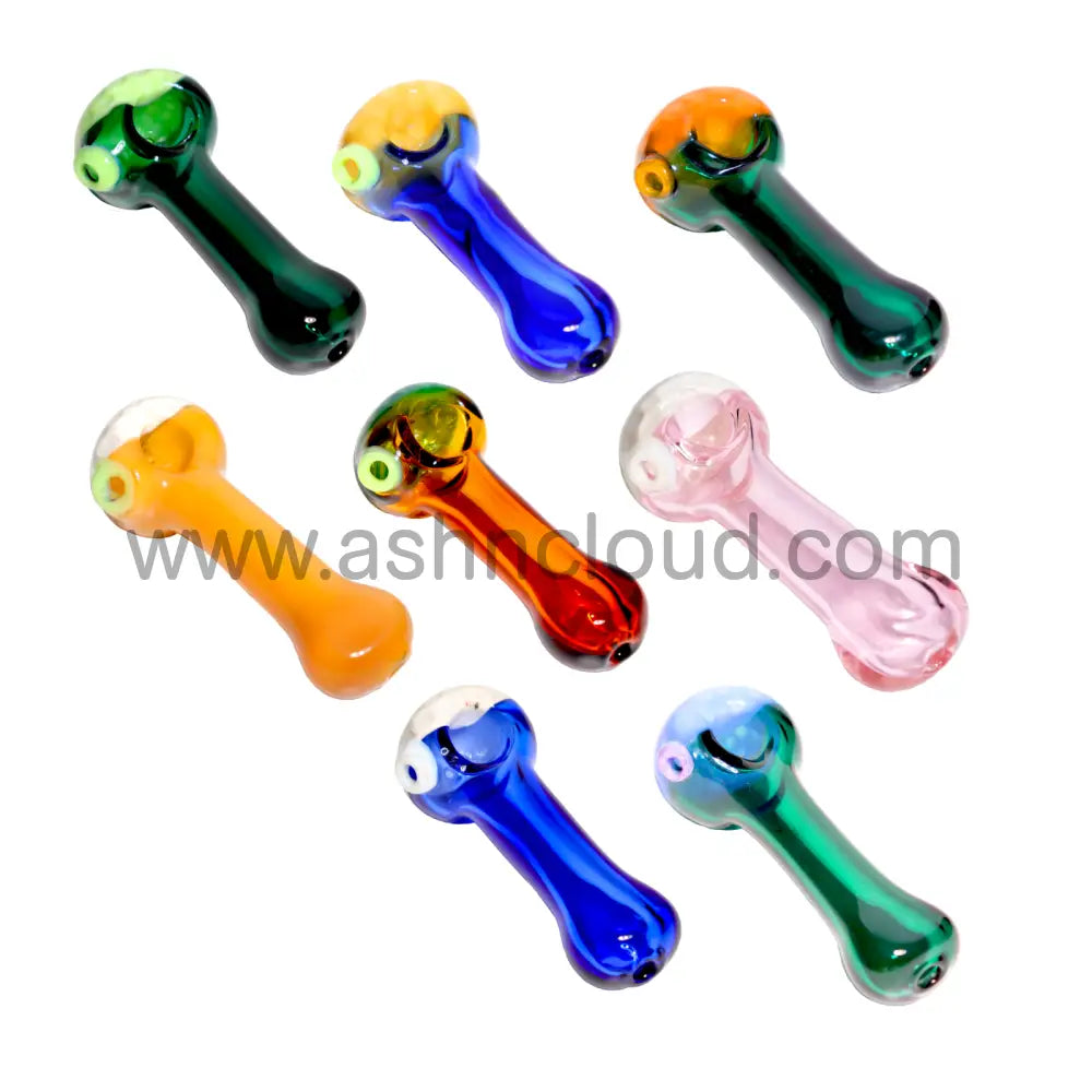 4 In - Multicolor Hand Pipe Homneycomb Head Mini Glass