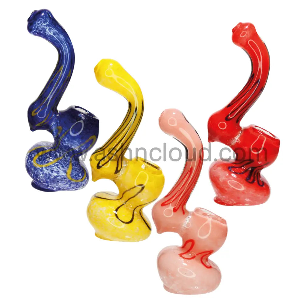 4 In - Multicolor Mini Glass Bubbler Lines Simple