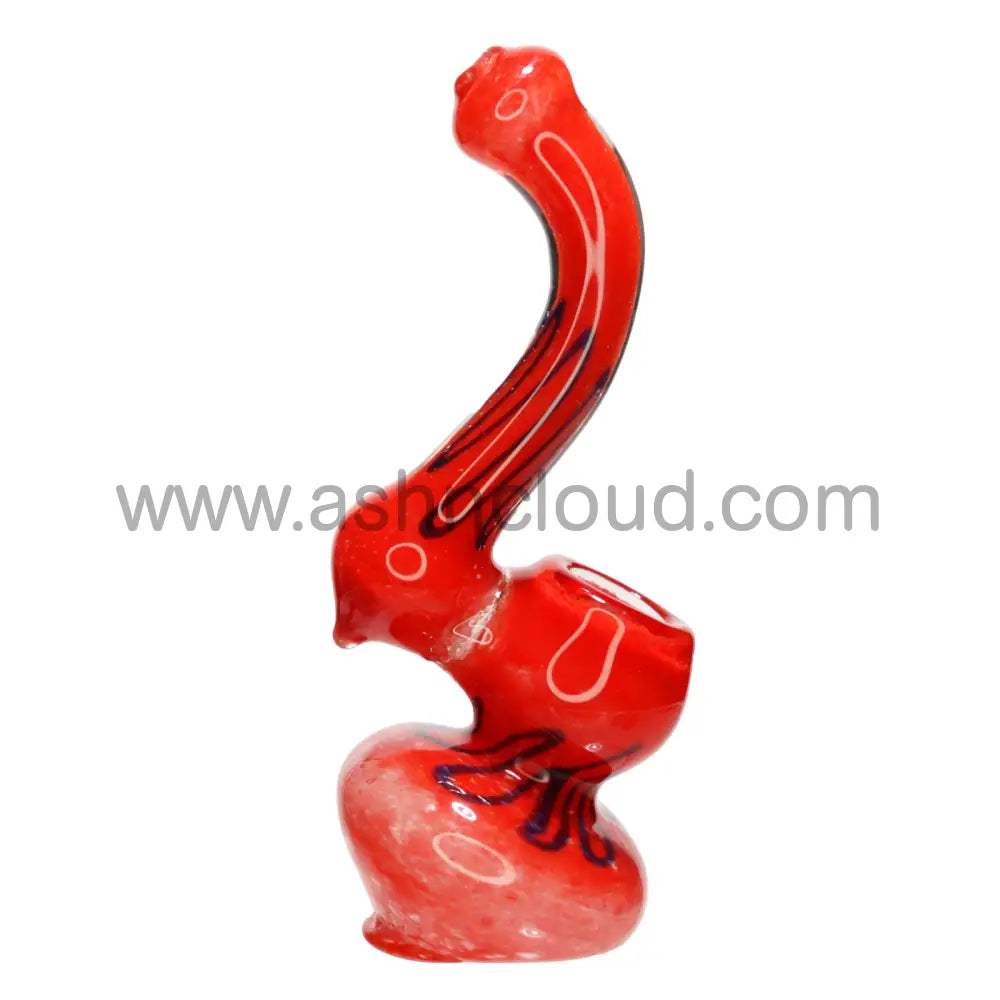 4 In - Multicolor Mini Glass Bubbler Lines Simple