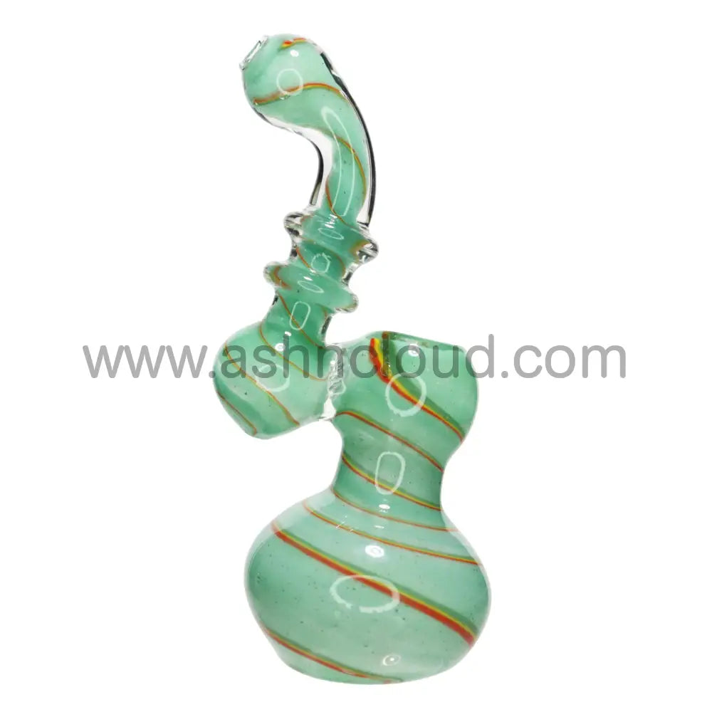 4 In - Multicolor Mini Glass Streaky Line Rasta Bubbler Simple