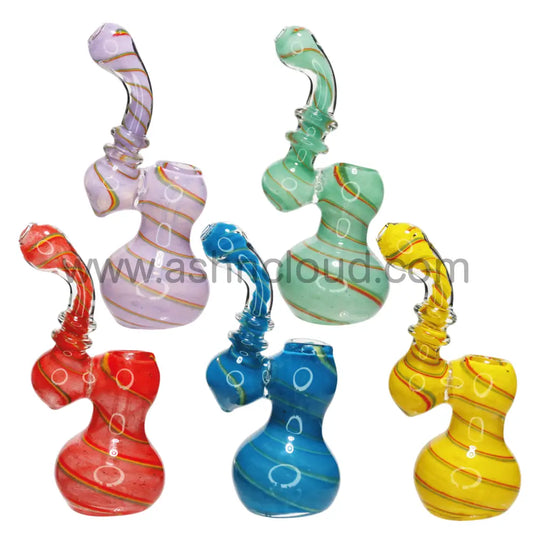 4 In - Multicolor Mini Glass Streaky Line Rasta Bubbler Simple