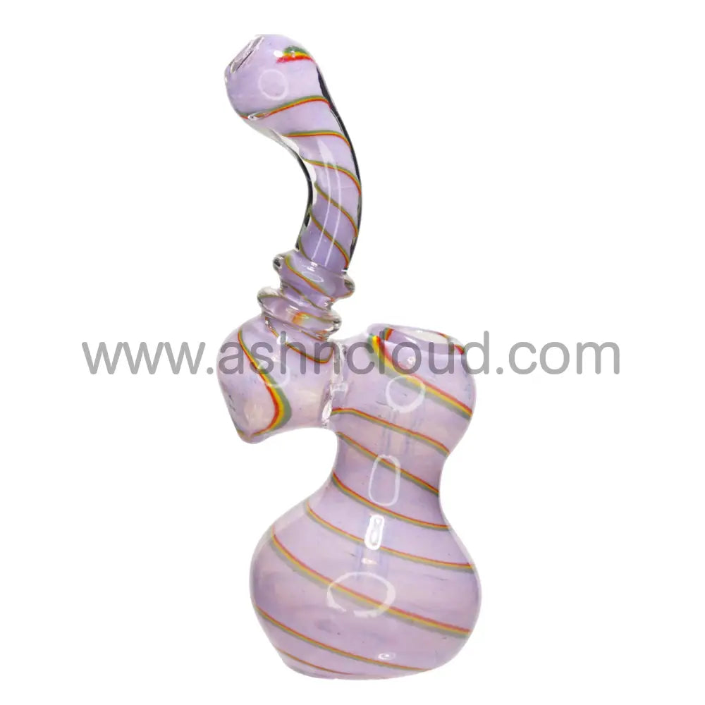 4 In - Multicolor Mini Glass Streaky Line Rasta Bubbler Simple