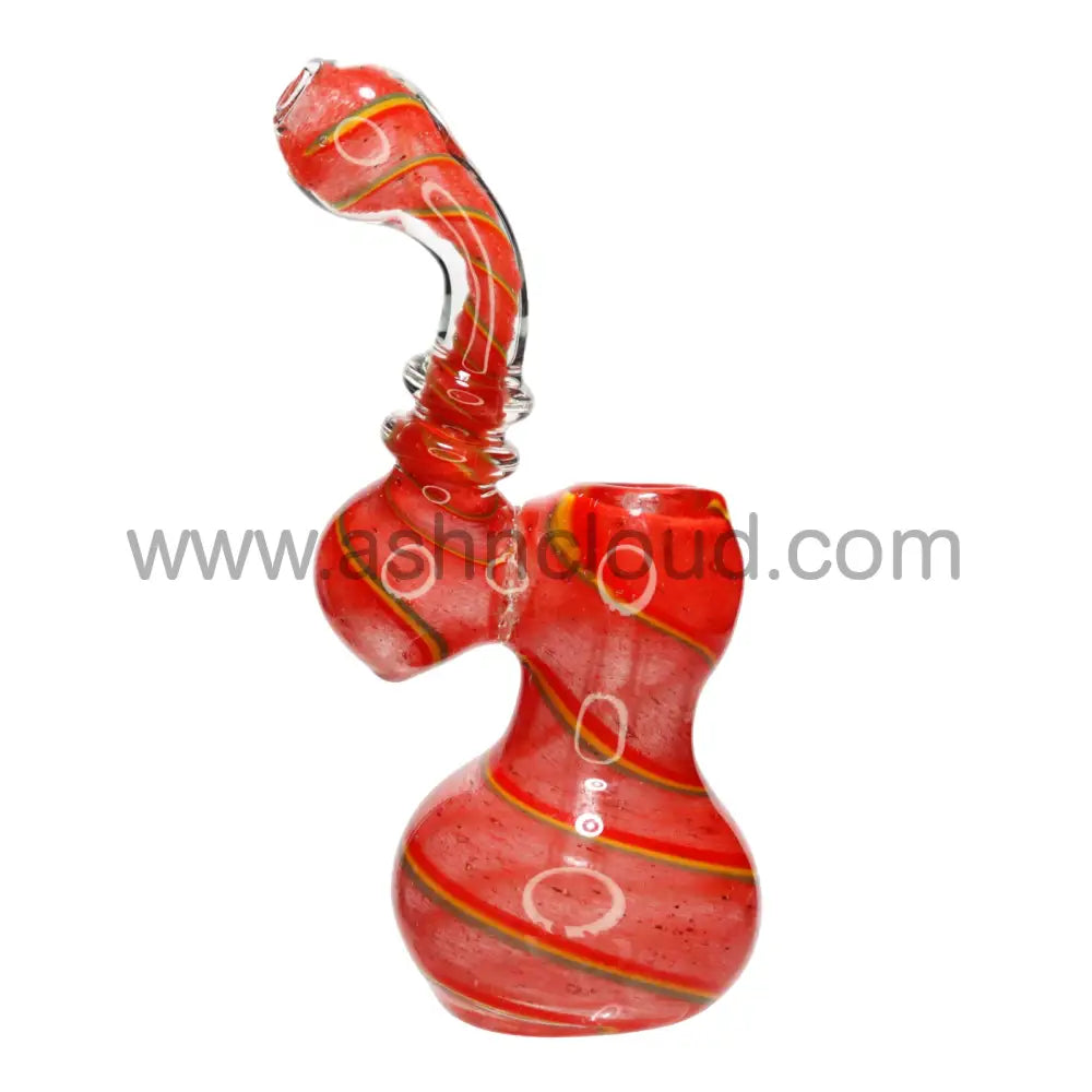 4 In - Multicolor Mini Glass Streaky Line Rasta Bubbler Simple