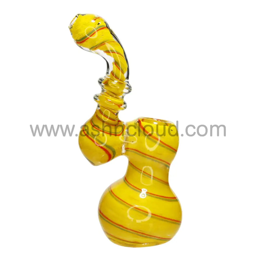 4 In - Multicolor Mini Glass Streaky Line Rasta Bubbler Simple