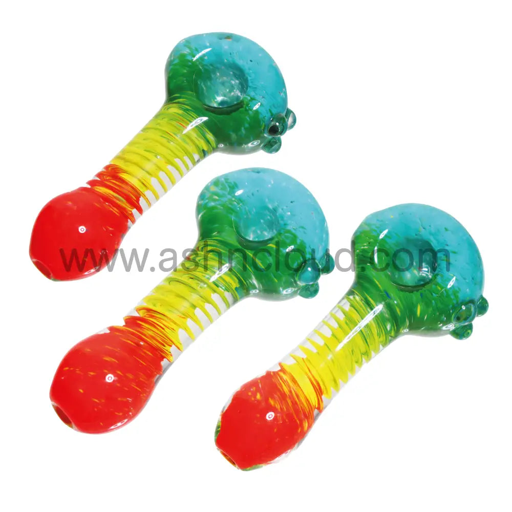 4 In - Multicolor Rasta Vibe Streaky Hand Pipe Spoon