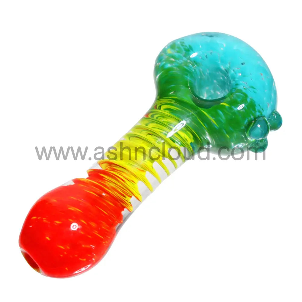 4 In - Multicolor Rasta Vibe Streaky Hand Pipe Spoon