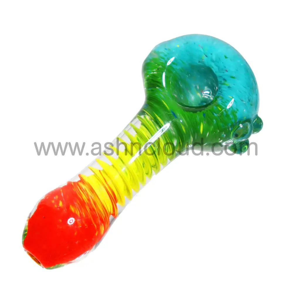 4 In - Multicolor Rasta Vibe Streaky Hand Pipe Spoon