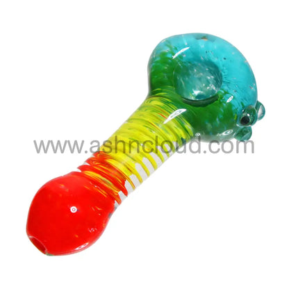 4 In - Multicolor Rasta Vibe Streaky Hand Pipe Spoon