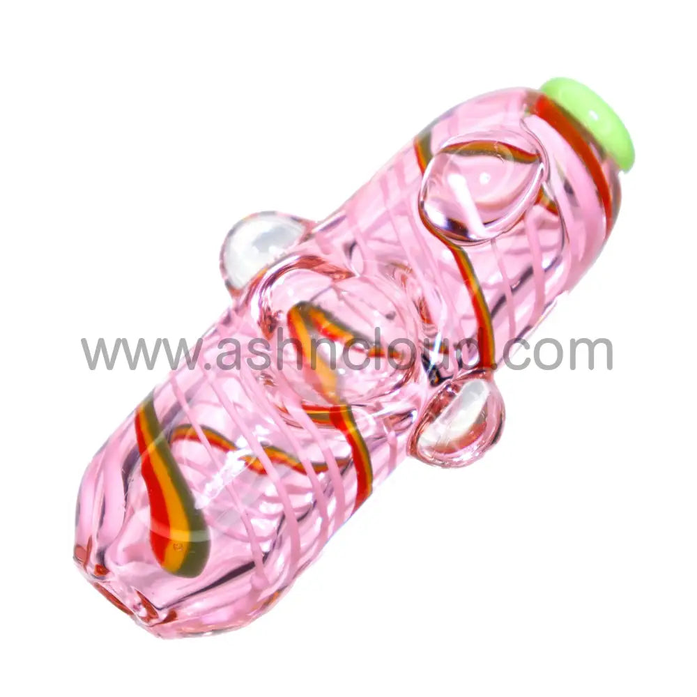 4 In - Pink And Purple Rasta Cylinder Hand Pipe Spoon