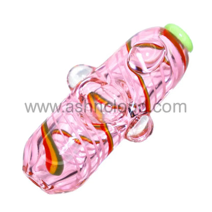 4 In - Pink And Purple Rasta Cylinder Hand Pipe Spoon