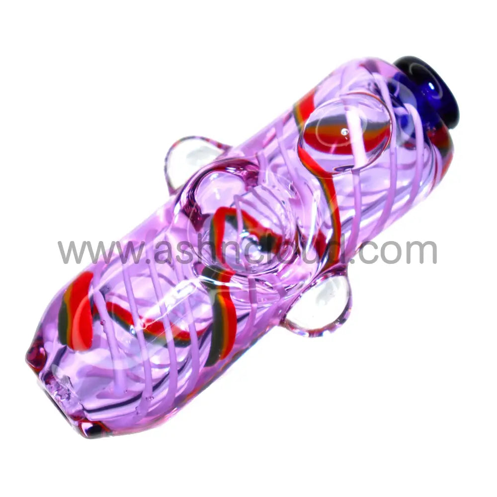 4 In - Pink And Purple Rasta Cylinder Hand Pipe Spoon