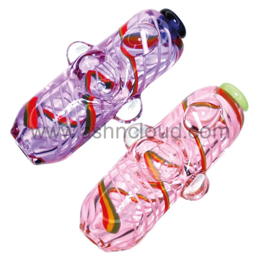 4 In - Pink And Purple Rasta Cylinder Hand Pipe Spoon