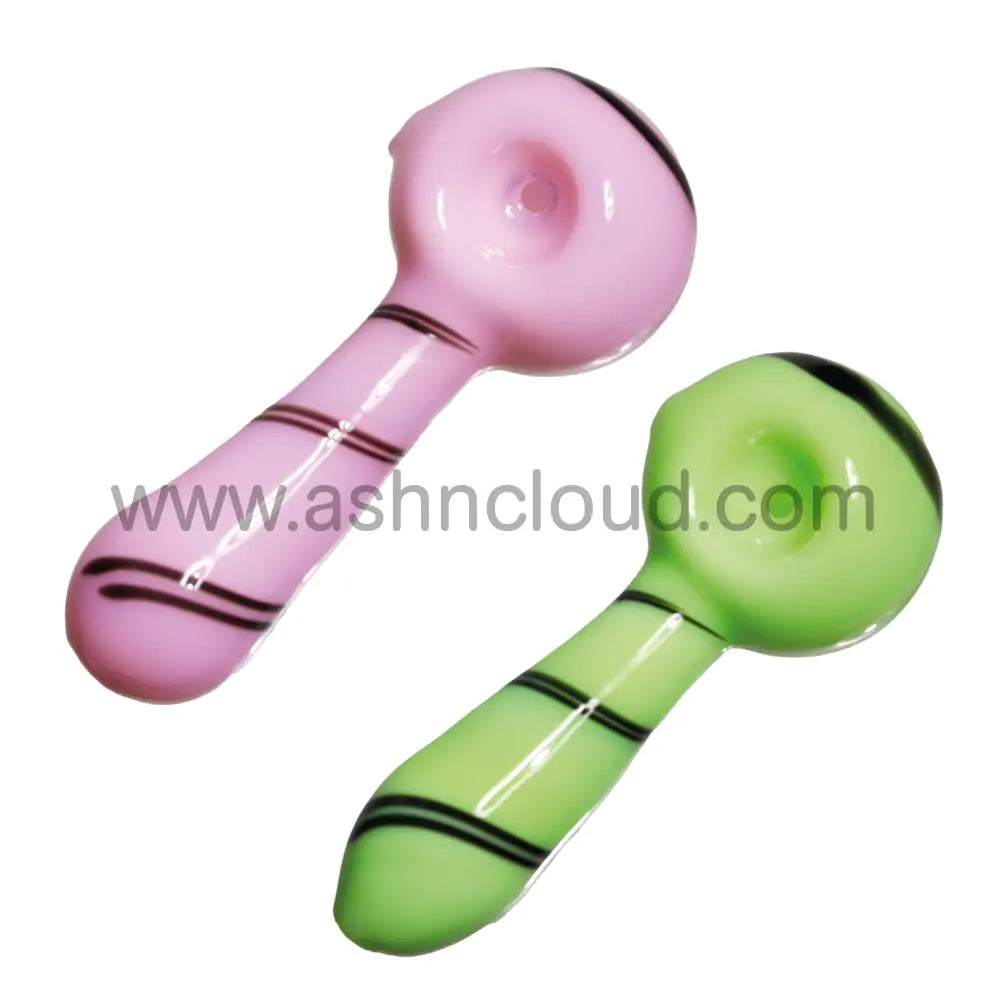 4 In - Pink/Green Streaky Spoon Hand Pipe