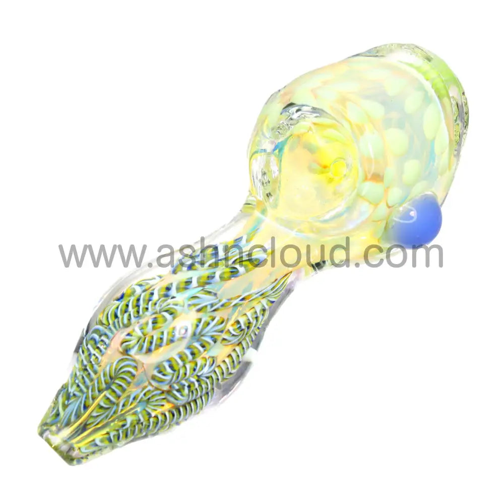 4 In - Polka Dots And Tails Glass Hand Pipe Spoon