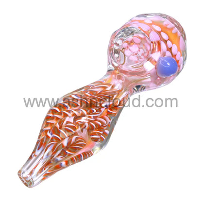 4 In - Polka Dots And Tails Glass Hand Pipe Spoon