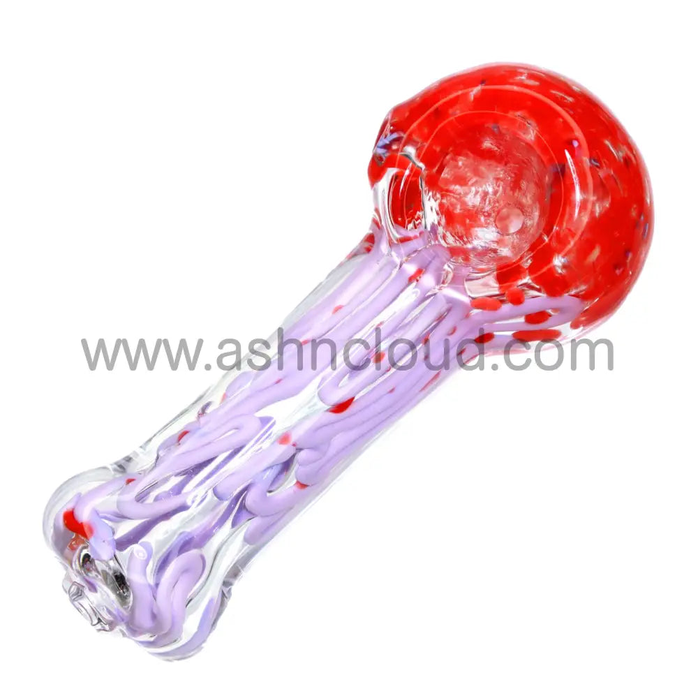 4 In - Polka Dots Multicolor Head Slime Body Hand Pipe Spoon