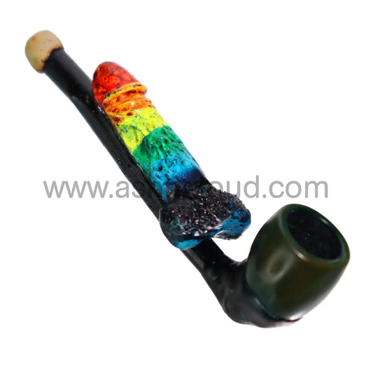 4 In - Rainbow Penis Bamboo Hand Pipe