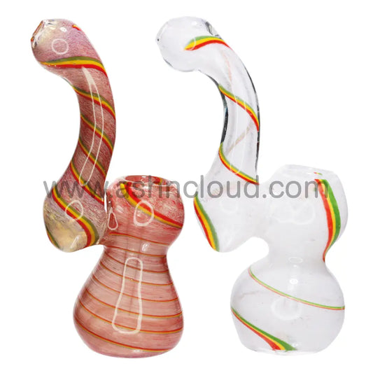 4 In - Rasta Line Glass Mini Bubbler